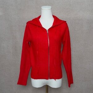 Zenana Scarlet Red Classic Front Zip-Up Hoodie Fitted & Flattering